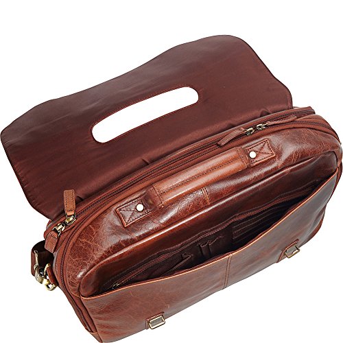 Mancini Leather Goods Buffalo Leather Double Compartment 15.6" Laptop Briefcase