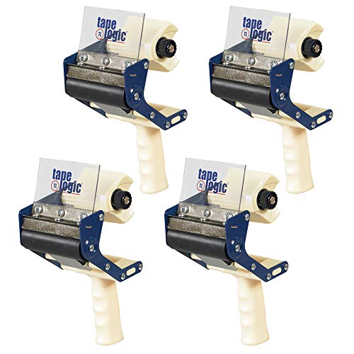 BOX USA Tape Logic (4 Pack) Heavy-Duty Carton Sealing Tape Dispenser, 4", Blue/White