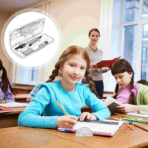 Math Geometry Math Geometry Set Student Supplies with Storage Box, Includes Compasses, Rulers, Protractor, Eraser, Refills, for Drawing and Studying