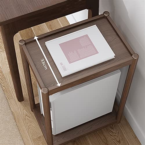 VHDY85KA Office 2-Tier PC Tower Stand, Mobile CPU Stand Holder with Invisible Casters Wheels, Wooden Rolling PC Case Floor Stand Fit Most PC Case Accessories(Brown,Small)