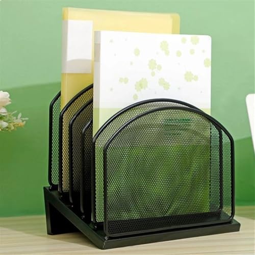 AKOUFAL Desk File Organizers Vertical File Folder Holder Metal Rack File Sorter Document Holder Fit for Office Classroom