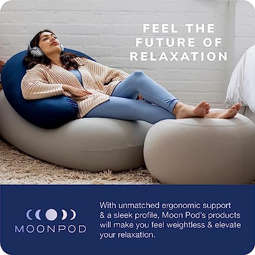Moon Pod Lunar Lift Footrest for Bean Bag Chair - 20" x 8" Zero-Gravity Micro-Bead Stuffed for Stress, Relaxation & Comfort for Circulation (Navy)