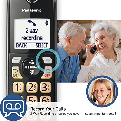 Panasonic Cordless Phone with Answering Machine, Advanced Call Block, Bilingual Caller ID and High-Contrast Display, Expandable System with 2 Handset Cordless Telephones - KX-TGD832M (Metallic Black)