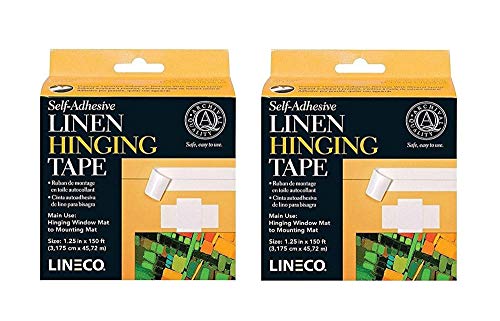 Lineco Self-Adhesive Linen Hinging Tape, White, 1.25" x 150', Pack of 2
