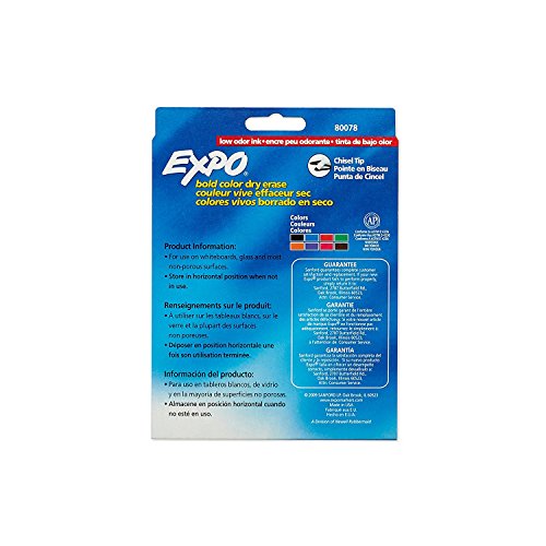 Marker Expo 2 Dry Erase 8 Color Blk Rd Blu Grn Yllw Brwn Prpl -- Case of 3