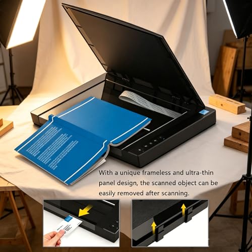 GJOPU A3 Flatbed Scanner, 2400x2400 Dpi Photo and Document Scanner with LED Fill Light, OCR Text Recognition, Automatic Cropping, for Photos, Documents