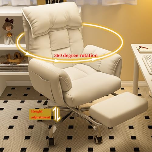 Ergonomic Executive Office Chair Home Office Desk Chairs Adjustable Height Reclining Swivel Chair with Arms Comfy Ergonomic Lazy Sofa Computer Chairs with Wheels(/Blue,with Foot Rest)