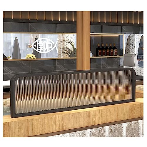 Commercial Privacy Panel Screens Metal Frame + Tempered Glass Countertop Partition for Office Restaurant Hotel (Black 1.5mx30cm)