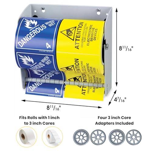 Wall Mount Label Dispenser (8-1/2") - Sticker Roll Dispenser - Table Top - Label Holder - Stamp Roll Dispenser - Sticker Stand - Thermal Label Holder - Heavy-Duty All Steel