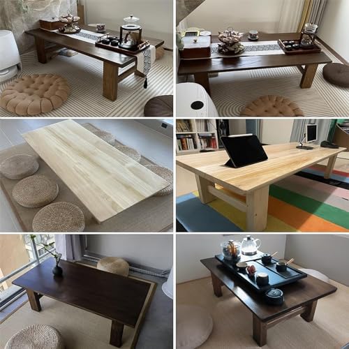 DESALAI Low for Sitting on The Floor, Japanese Floor Table Solid Wood, Wooden Furniture, Reception Rooms, 55.2x23.7x15in