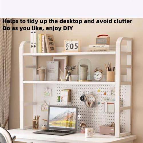 Laohucai Desk Organizer with Pegboard, Desktop Bookshelf, Desk Hutch Shelf, Computer Desktop Bookshelf for Dorm or Office(45.2")