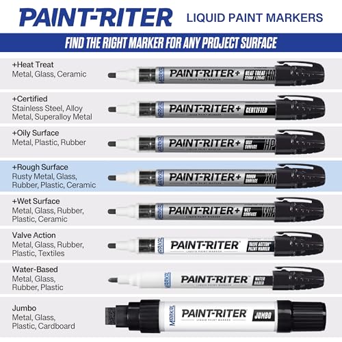 Markal 97251 Paint-Riter+ Rough Surface Liquid Paint Marker, Versatile Surface Compatibility, Bold Mark Size 1.8", Yellow 12-Pack