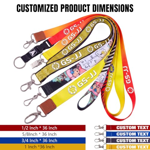 GSJJPROMO Custom Lanyards Bulk 50-5000PCS with Logo, Text, Name or Photo, Personalized Neck Lanyards for ID Badge Holder, Office, School, Business, Events, Teachers