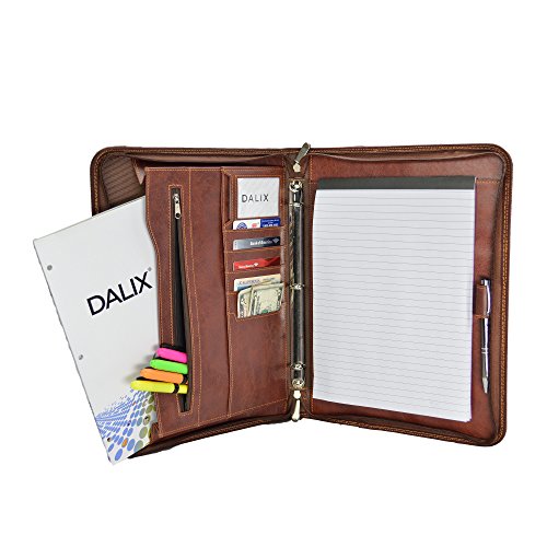 DALIX Professional Excel Business Slim Portfolio Briefcase Organizer in Brown