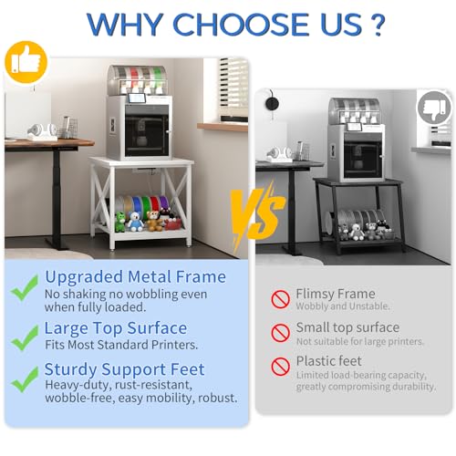 METYERRY 24"x23.6"Large Printer Stand with Power Outlet