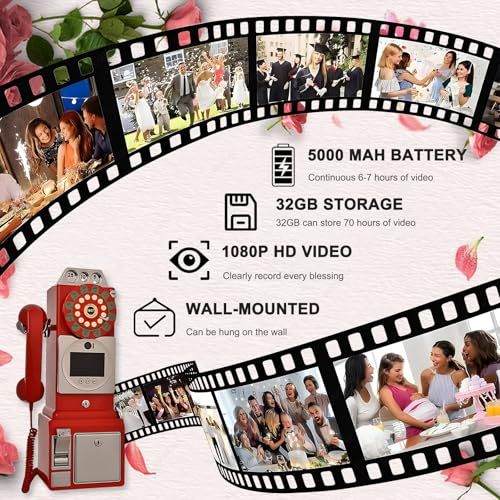 SHAHRYAR Corporate Video Guest Book with Audio Audio Guest Book Phone with 5000mah Battery Usable,for 6-7 Hours for Wedding, Bridal Shower, Baby Shower, Birthday,Black