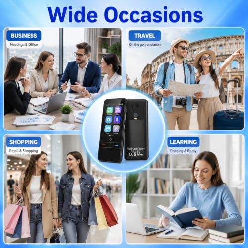 Language Translator Device No WiFi Needed，139 Languages Offline Online Voice Photo Translation，Portable Two-Way Instant Translator, High Accuracy Real-Time（0.5s for Travel, Business and Learning