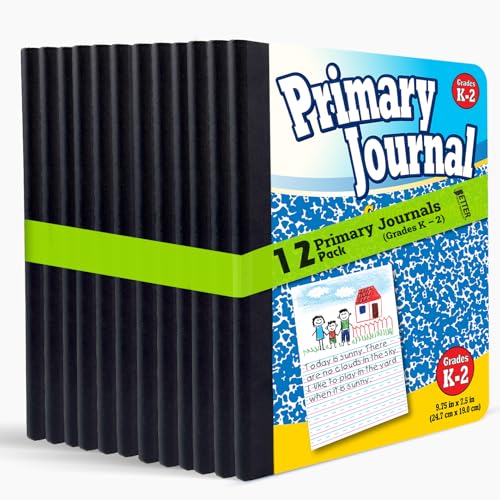 Better Office Products Primary Journals, Hardcover Kindergarten Journal & Kindergarten Composition Notebook, Grades K-2 Primary Composition Book with Picture Space, 100 Sheets (12 pack)
