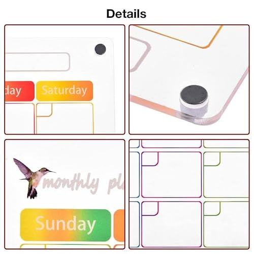 Magnetic Calendar Fridge Clear Dry Erase Calendar Memo Board