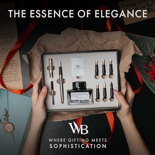 Wordsworth & Black Luxury Calligraphy Pen Set for Writing, 6 Nibs, Silver