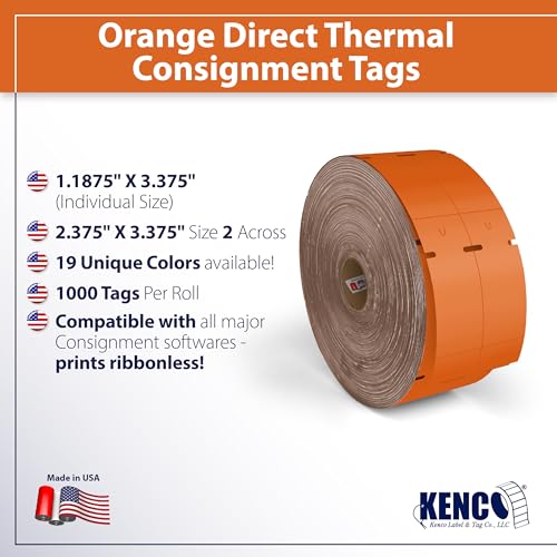 Direct Thermal Consignment Style Tags (Orange, 6 Pack 6000 Labels)