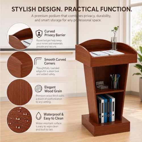 BGEDL Wooden Podium Floor Standing Speaking Lectern Church Pulpit Podium
