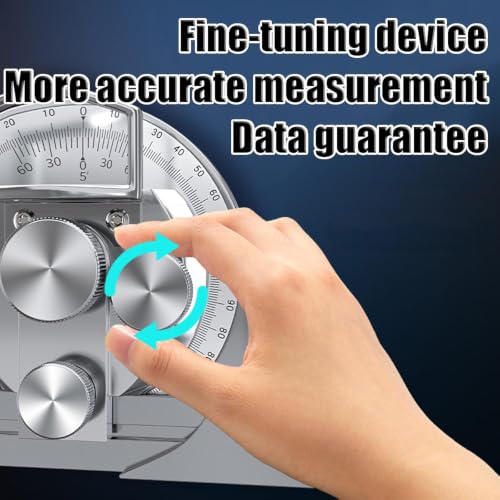JBGYNU Universal Bevel Protractor, 0-360° Stainless Steel Measuring Finder with Magnifier, Adjustable Angle and 5' Resolution, for Internal and External Angle Measurement