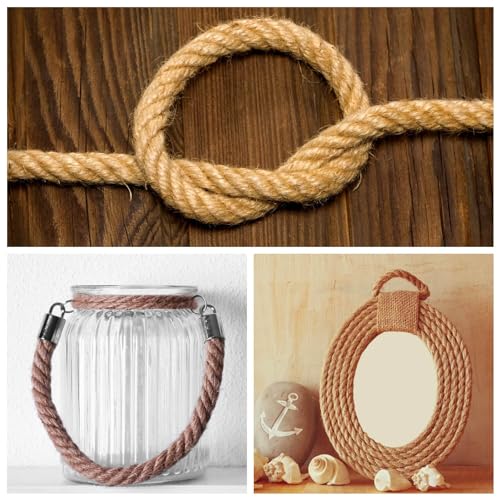 ILIKEEC Jute Rope 10mm, 164 Feet 4.5lb Thick Garden Jute Twine String for DIY Cat Scratcher, Gardening, Bundling and Wall Hanging Craft Decorative (Brown)