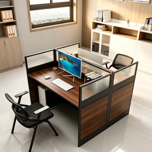 Office Cubicle Desk,Cubicle Workstation with Privacy Panels,Office Staff Cubicle Desk with Cable Management,Cubicle Computer Workstation Desk for SOHO School Commercial Workspace (2, Dark, L47.2in)