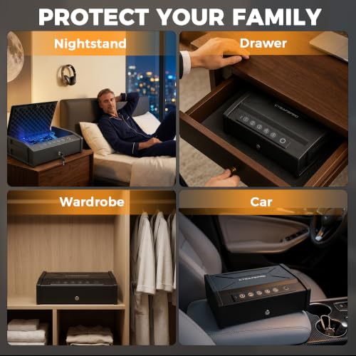 CTSAFEPRO Gun Safe for Handgun - Biometric Gun Safe 4 Ways Quick Access