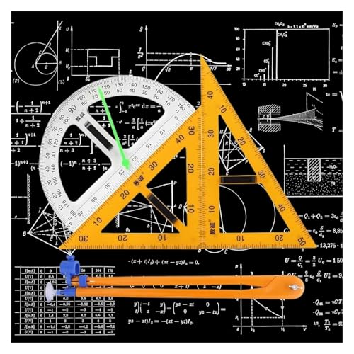 ZXKLXYY Drafting Tools Magnetic Geometry 4 Piece Set, Large Math Ruler Set Educational Material, Includes Compass, Triangle, and Ruler for Classroom Blackboard Office