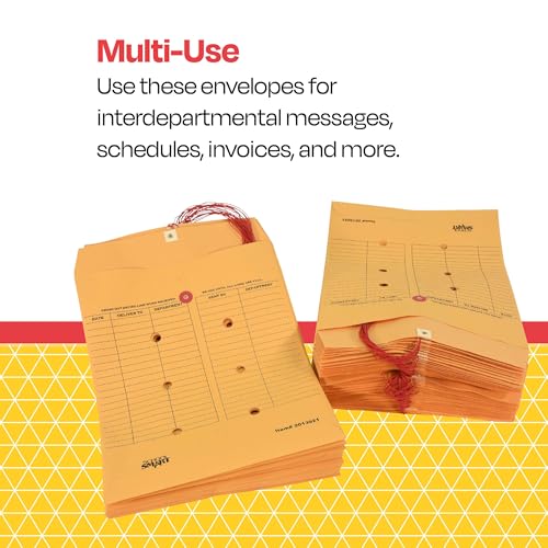 School Smart 085057 Interoffice Envelopes, 28 lb, 10 x 13 Inches, Kraft Brown, Pack of 100