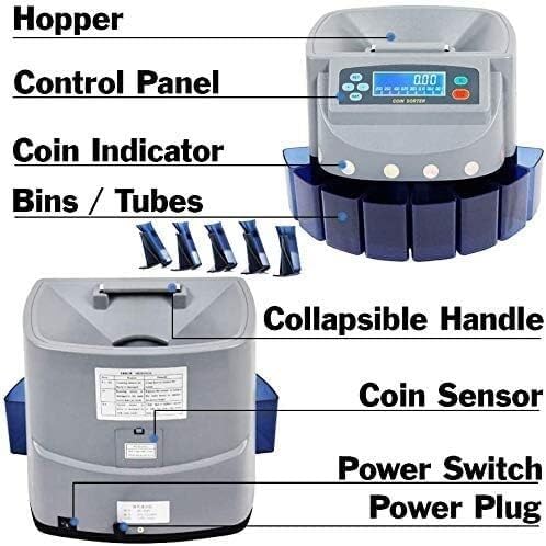 Electronic Coin Counter, With Smart Control Panel, Electric Coin Counter Sorter And Wrapper Machine, Coins For Over 40 Countries, For Banks, Company, Schools