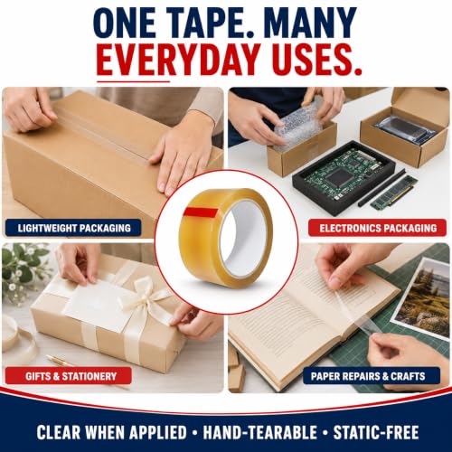 GGR Supplies Clear Cellophane Packaging Tape, 2 Inch x 72 Yds, Pack of 10