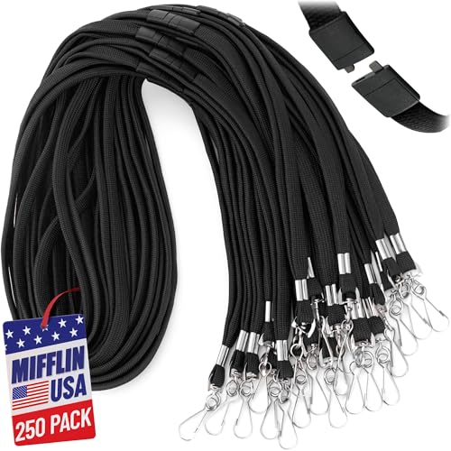 36" Flat Breakaway Safety Lanyards for ID Name Badges, Soft Woven Neck Line