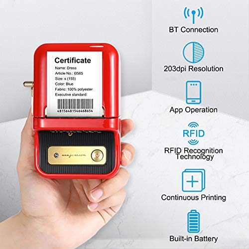 UIOLCFG Label Printer Portable BT Thermal Maker Sticker with RFID Recognition for Labeling Price Name Printing