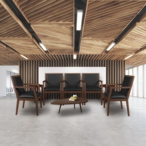 Romig Regent WallGuard Guest & Reception Waiting Room Wood Side Chair - Neo Walnut/Black Vinyl