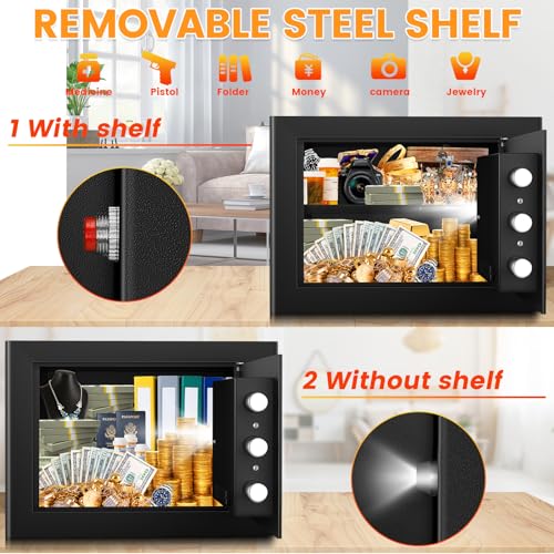 9.84"H Small Safe Box for Money | 1.2 cuft Security Safe with Fireproof Bag