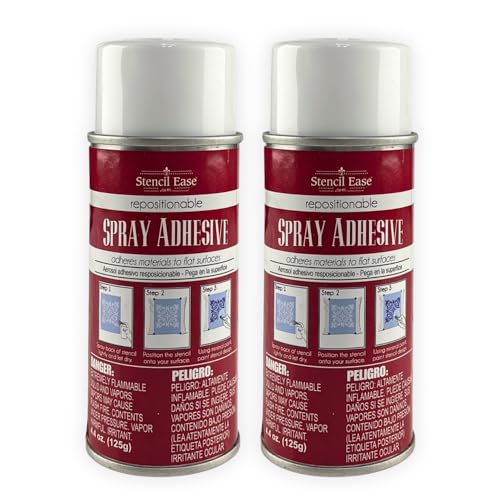 Stencil Ease Stencil Adhesive Spray – Repositionable, Low-Tack Temporary Hold for Stencils & Templates, Clean Removal on Walls, Wood, Glass, Paper & Crafts (2 Pack, 4.4oz)