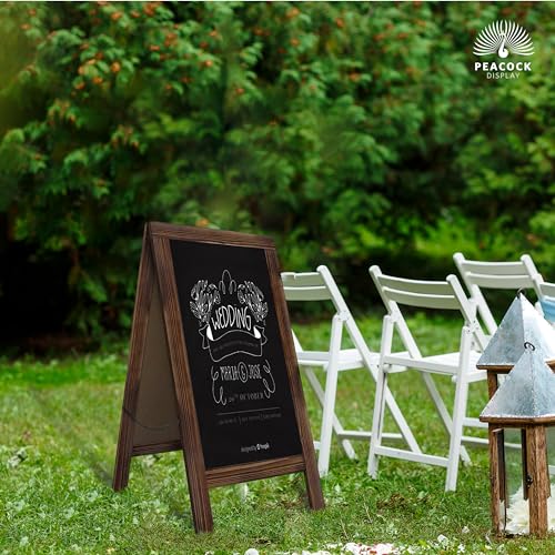 Peacock display Double-Sided Rustic Magnetic A-Frame Chalkboard Sign for Outdoor and Indoor Use, Magnetic, Black | Sturdy, Stylish, and Versatile; Perfect for Events, Menus, and Business Promotions