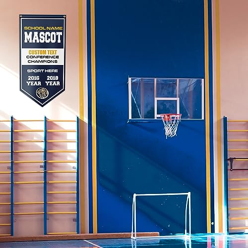 VictoryStore - Championship Team Banners, Custom School Logo, Name, Colors and Text, Vertical 10oz Vinyl Banner, 3x6 Feet