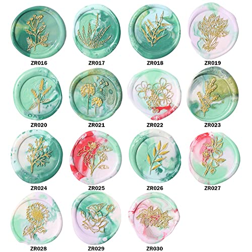 MLLXUXANCC Round Plants Grasses Flowers Wax Sealing Stamp Head w/o Handle Copper Seal Stamps Wedding Invitation Craft Making Tools Decor (Color : A) (B)