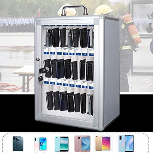 Aluminum Alloy Clear Cell Phones Storage Cabinet, Pocket Chart Locker Box, with Handle Storage Locker Box, for Office Classroom (Color : Silver, Size : 48)