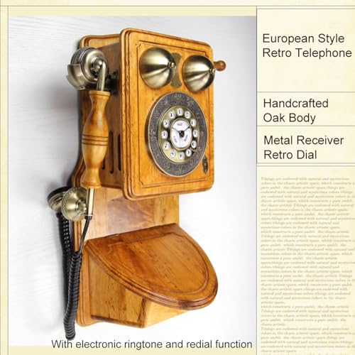DAEOIBHJR Wall Antique Phone European Style Vintage Telephone Retro Landline Phones Old Fashioned Wall Mounted Corded Telephones for Home Office Hotel Decor