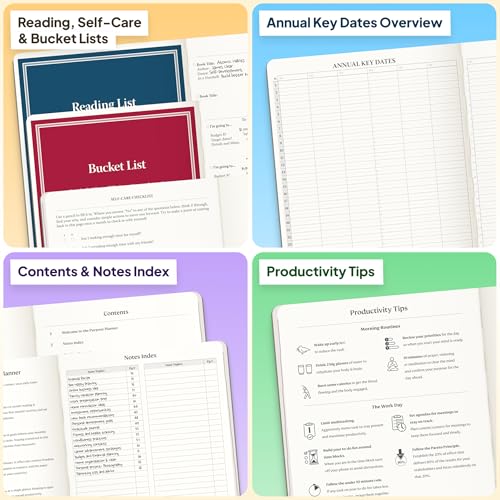Purpose Planner Notebook B5 Hardcover 7.5”x9.8”- Teal Undated Daily, Weekly, and Monthly 2026 - Productivity & Goal Setting Tool for Work, Home, and Self-Care - ADHD & Journal for Adults