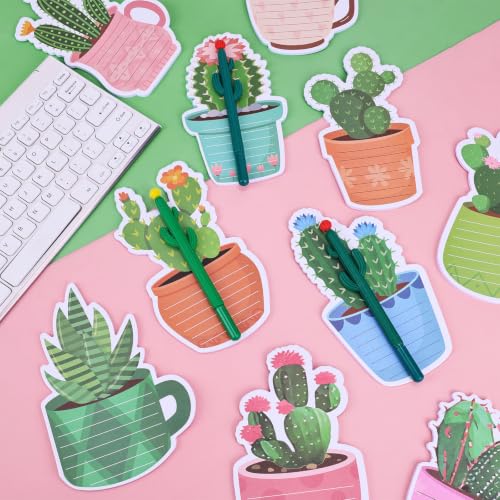 Cactus Sticky Note Gift Bundle 12 Pads 12 Pens for Coworkers(24PCS) (24PCS)