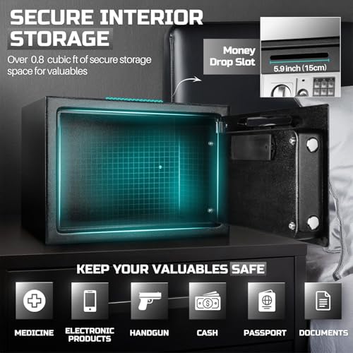 Flexzion Small Drop Safe Box with Digital Keypad, 12 x 8 x 8 in, Black
