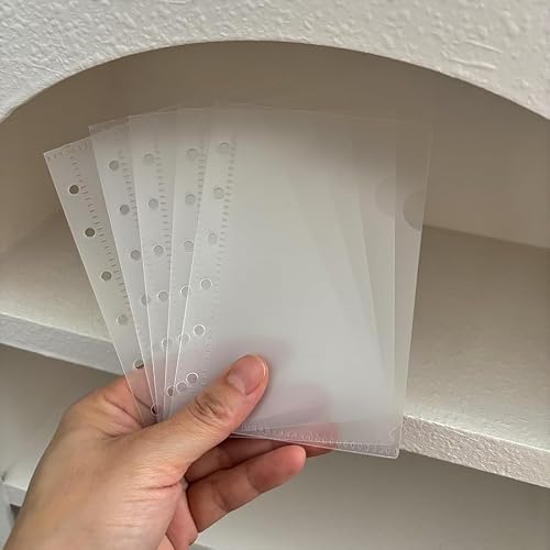 Plastic Dividers, A5 A6 A7 5Pcs PP Frosted 6 Hole Loose Leaf Bag Storage Binder Pocket