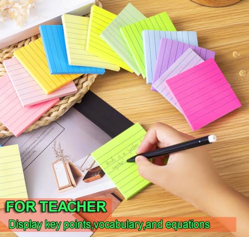 (72 Pack) Lined Sticky Notes 3x3 in,Bright Notepads with Lines