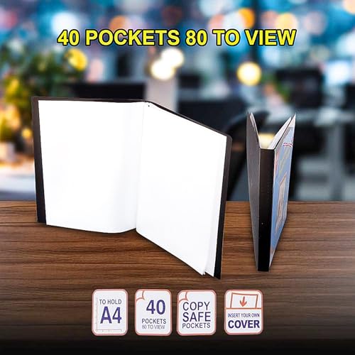 2 UR DOOR A4 Display Presentation Book - 40 Pockets, 80 Views Portfolio - Acid-Free Copy Safe, Durable PP Material Polly Pocket - Plastic Wallets Folder Project Book (Pack of 12)